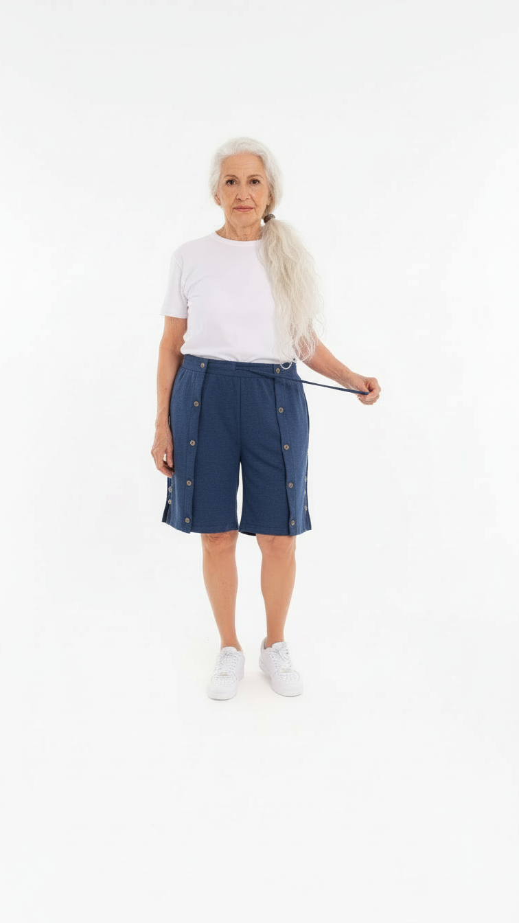 Cure Adaptive Bedridden Patient Care and Treatment Shorts - Snap Fastener