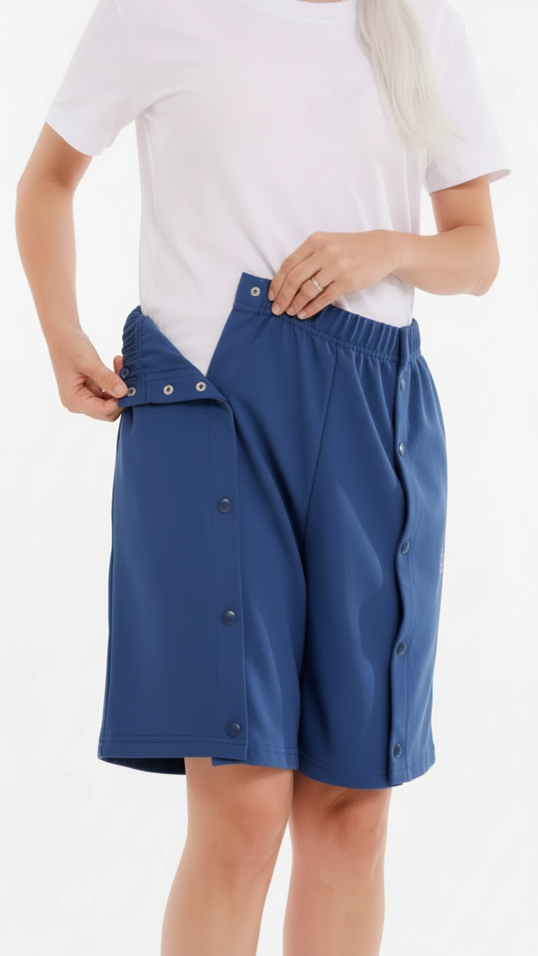 Cure Adaptive Bedridden Patient Care and Treatment Shorts - Snap Fastener