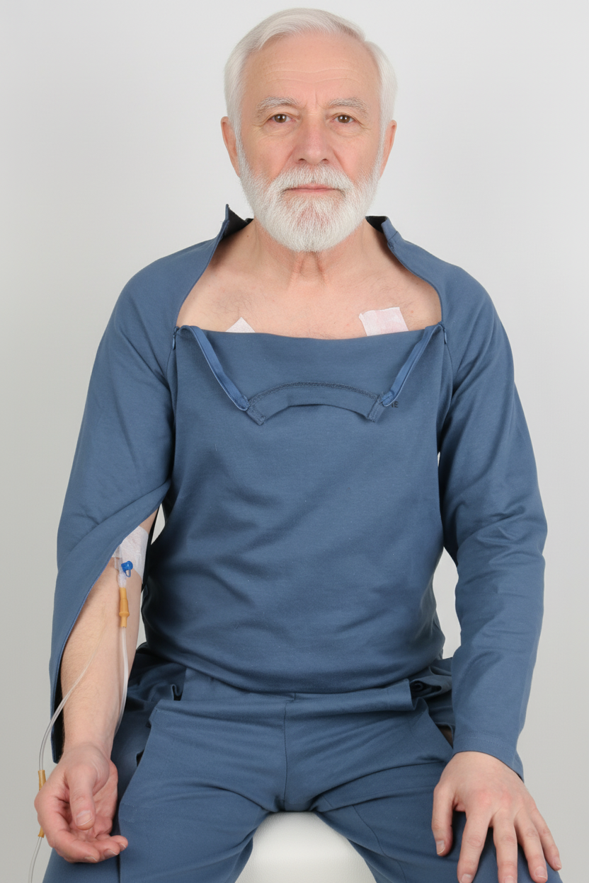 ComfortCure Adaptif Kemoterapi Hasta Bakım Ve Tedavi Kıyafeti - ORGANİK Kumaş