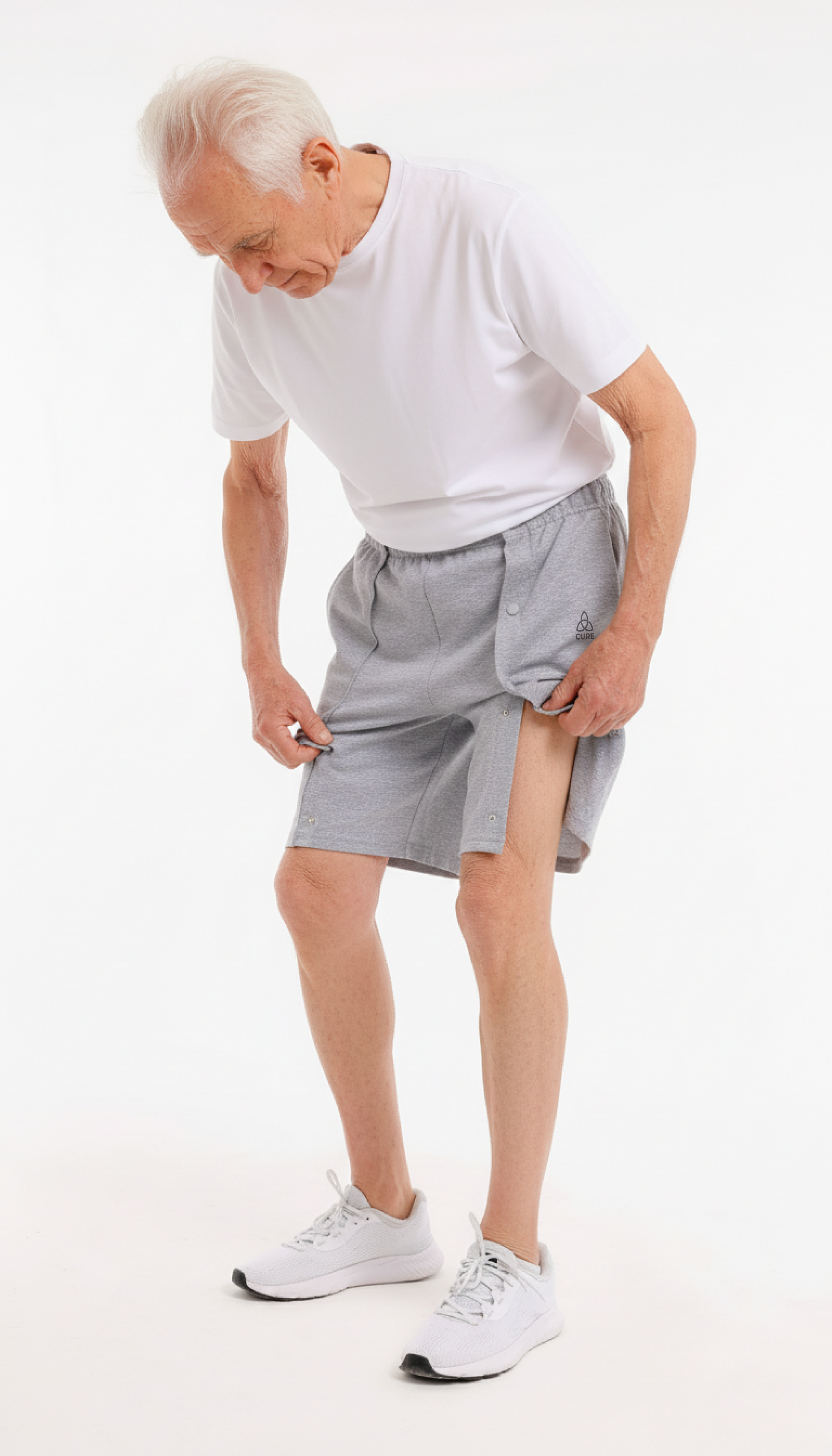 Cure Adaptive Bedridden Patient Care and Treatment Shorts - Snap Fastener