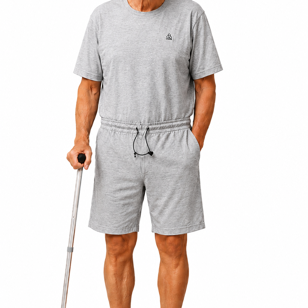 ComfortCure Adaptif Kısa Kollu Alzheimer Tedavi - Demans Bakım Tulumu - Pamuk Polyester Kumaş
