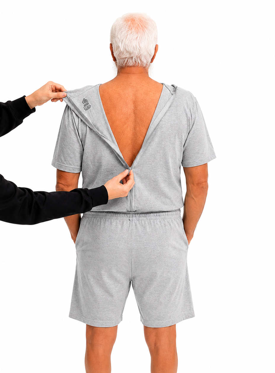 ComfortCure Adaptif Kısa Kollu Alzheimer Tedavi - Demans Bakım Tulumu - Pamuk Polyester Kumaş