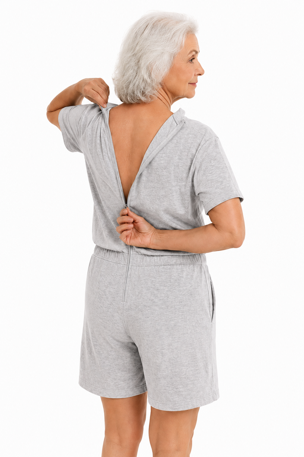 ComfortCure Adaptif Kısa Kollu Alzheimer Tedavi - Demans Bakım Tulumu - Pamuk Polyester Kumaş