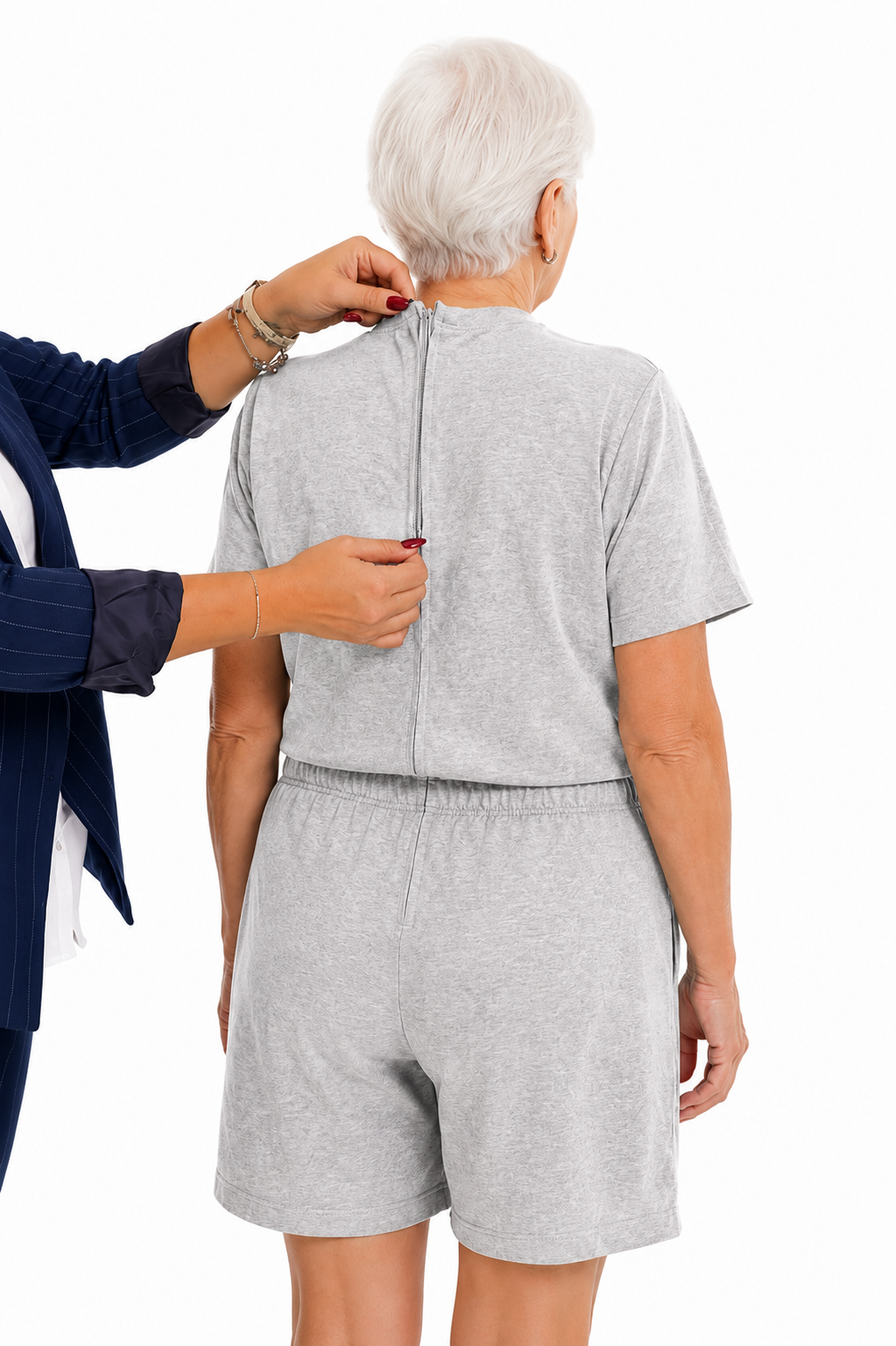 ComfortCure Adaptif Kısa Kollu Alzheimer Tedavi - Demans Bakım Tulumu - Pamuk Polyester Kumaş