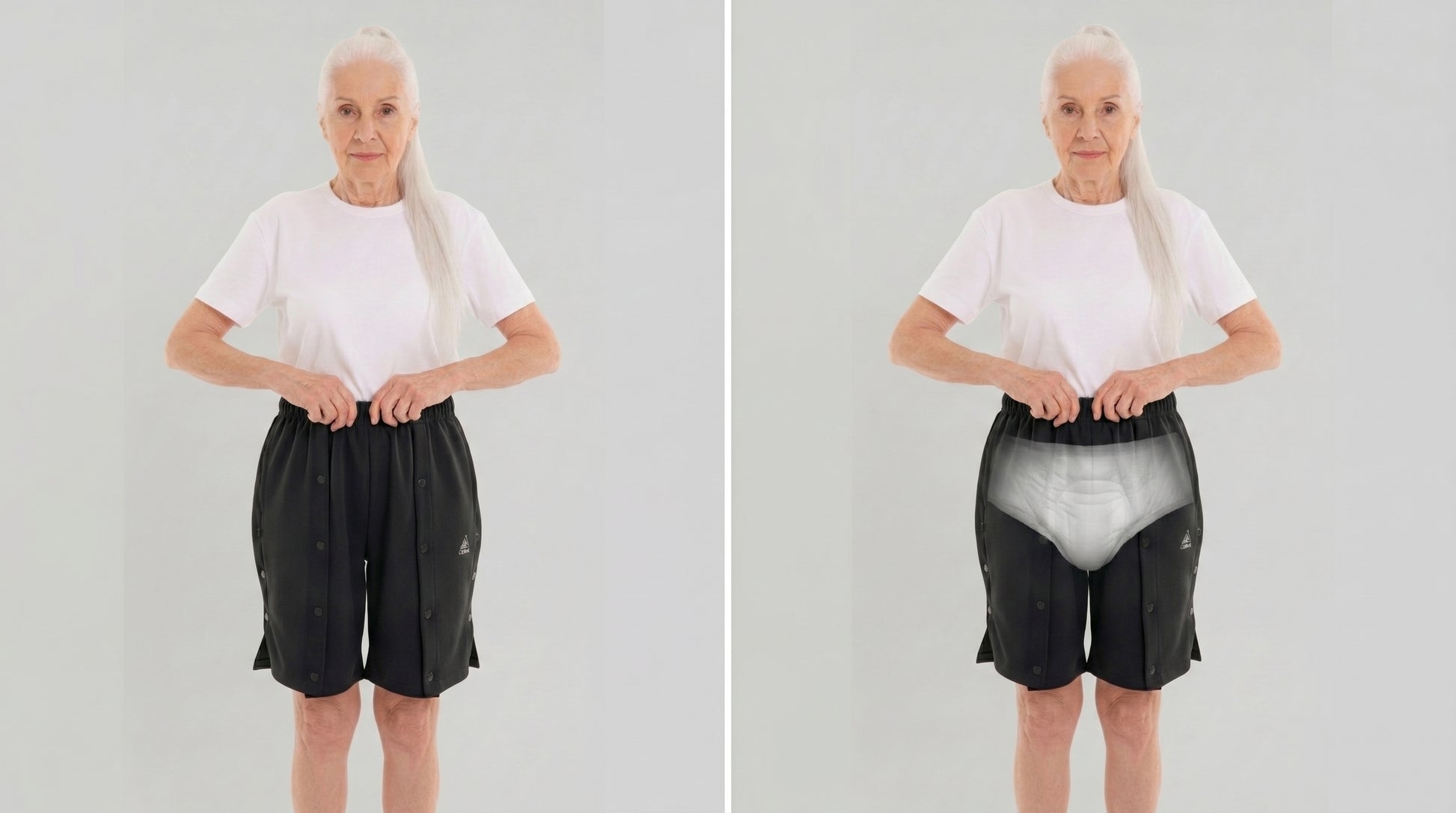 Cure Adaptive Bedridden Patient Care and Treatment Shorts - Snap Fastener
