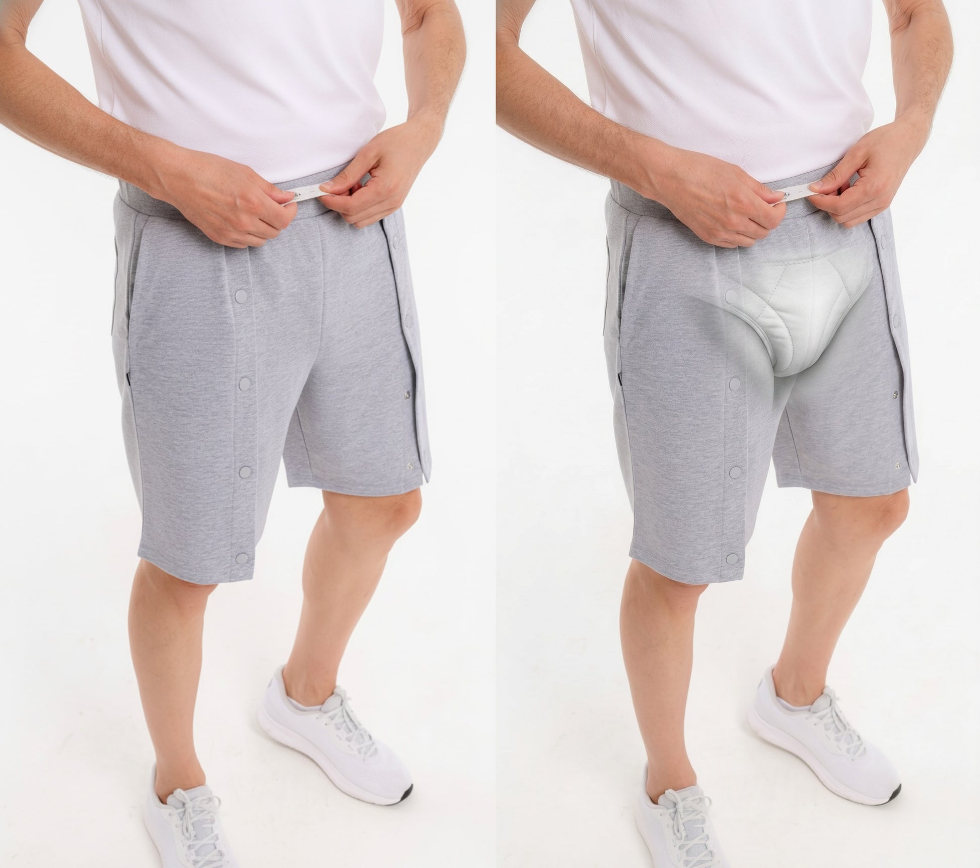 Cure Adaptive Bedridden Patient Care and Treatment Shorts - Snap Fastener