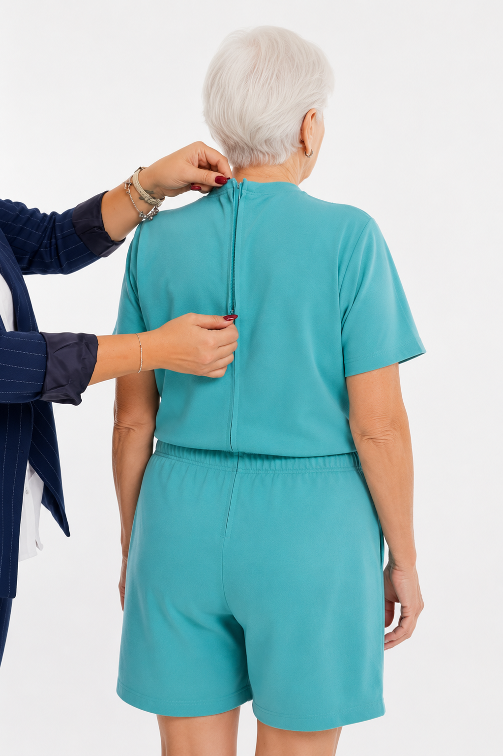 ComfortCure Adaptif Kısa Kollu Alzheimer Tedavi - Demans Bakım Tulumu - Pamuk Kumaş