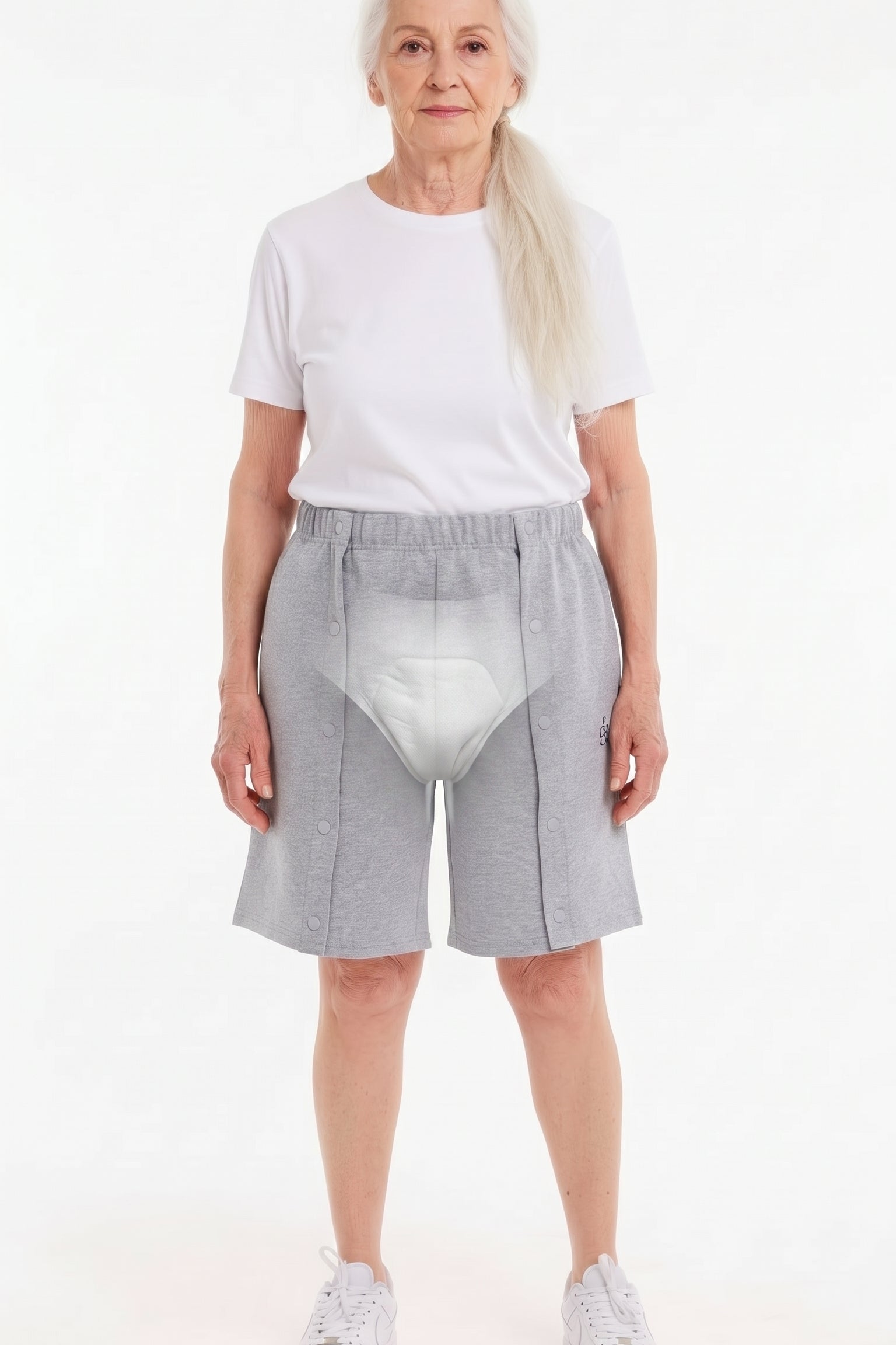 Cure Adaptive Bedridden Patient Care and Treatment Shorts - Snap Fastener