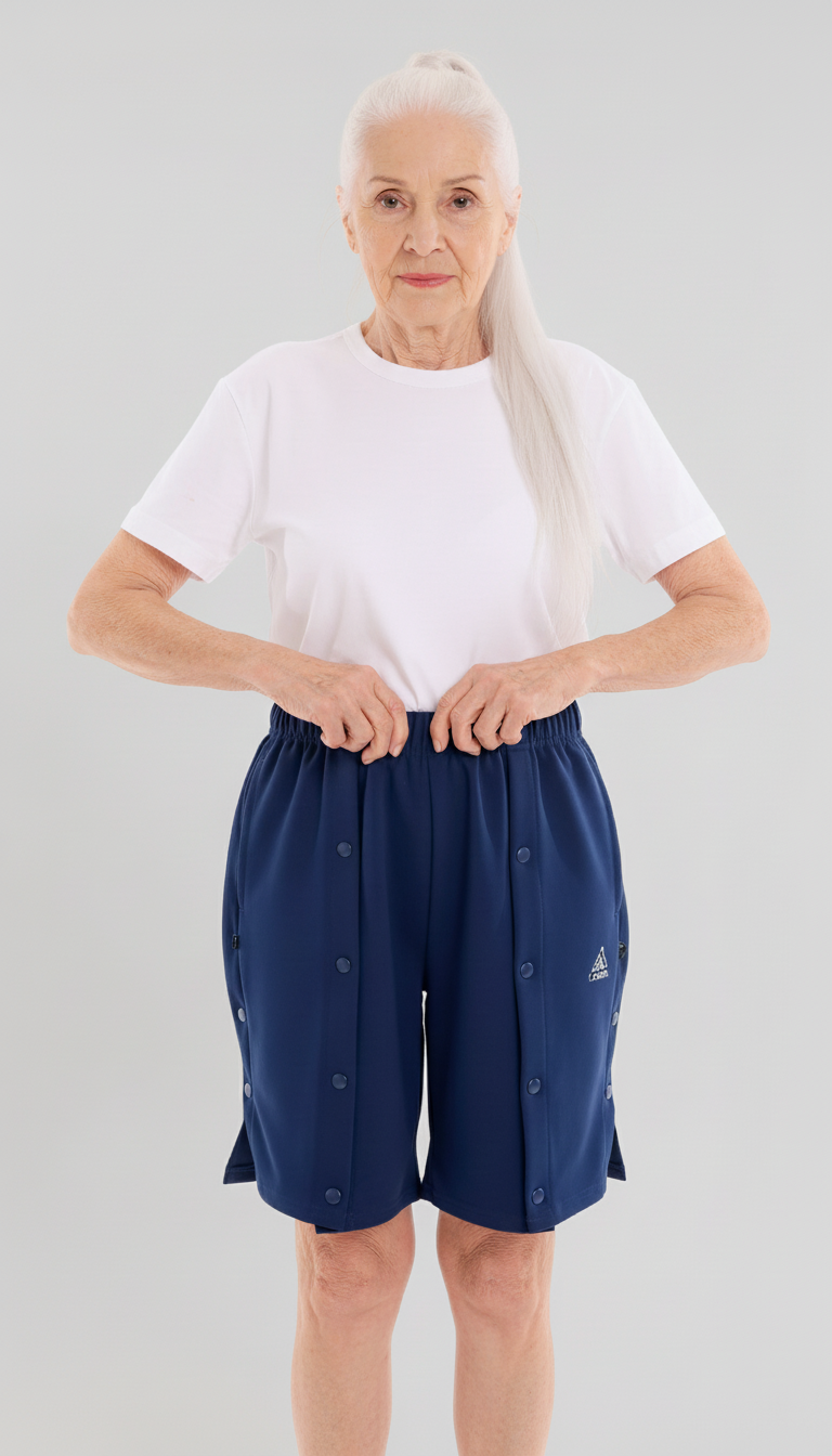 Cure Adaptive Bedridden Patient Care and Treatment Shorts - Snap Fastener