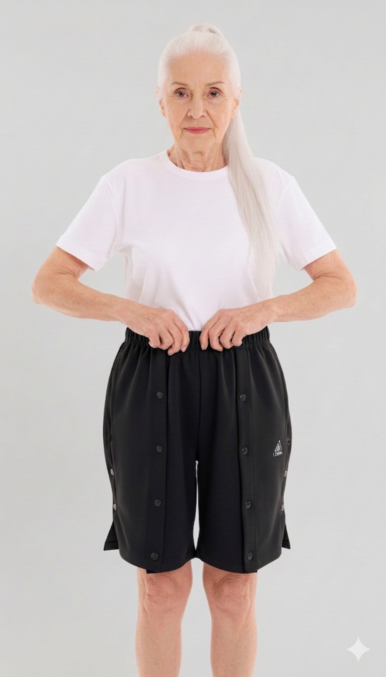 Cure Adaptive Bedridden Patient Care and Treatment Shorts - Snap Fastener